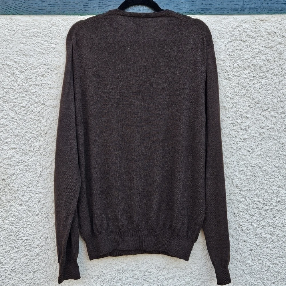 J. Crew brown v neck merino wool sweater large